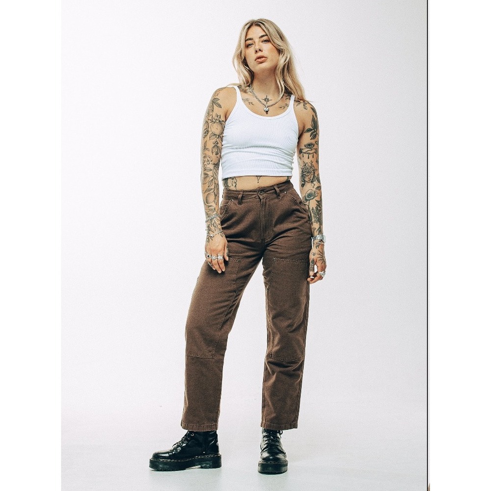 P&Co Women's Albion Carpenter Pants Sz 30 Brown Caribou Double Knee